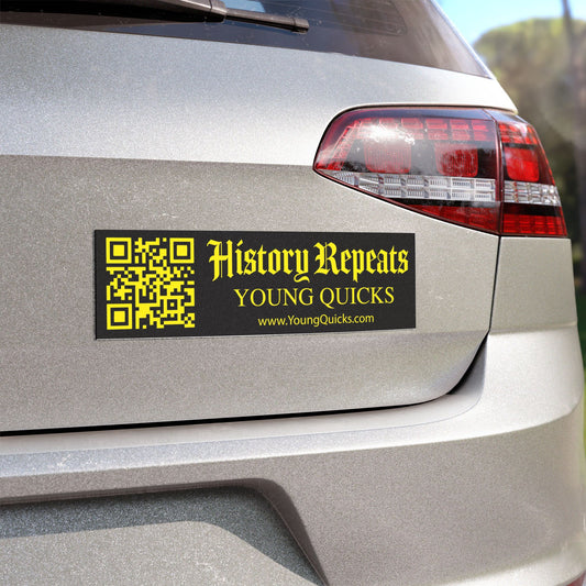 "History Repeats" Car Magnet — Black & Yellow Vehicle Sign