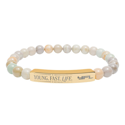 Pulsera elástica YFL de piedra natural grabada - Pulsera de cuentas curativas